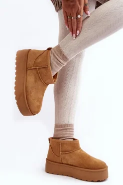 Damskie Boto Śniegowce Damskie Na Platformie Camel Mennja