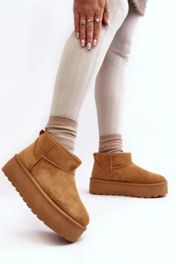 Damskie Boto Śniegowce Damskie Na Platformie Camel Mennja