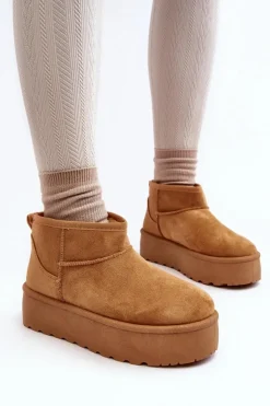 Damskie Boto Śniegowce Damskie Na Platformie Camel Mennja