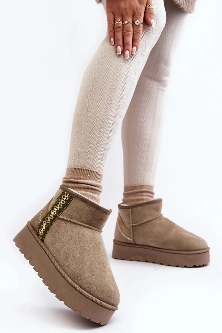 Online Boto Śniegowce Damskie Na Platformie Ocieplane Zielone Lomessa