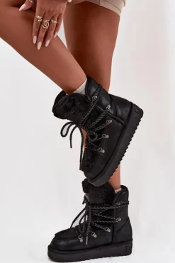 D.Franklin Śniegowce Damskie*Śniegowce Damskie Na Platformie Z Futerkiem DFSH37005 Czarne