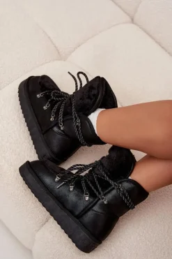 D.Franklin Śniegowce Damskie*Śniegowce Damskie Na Platformie Z Futerkiem DFSH37005 Czarne