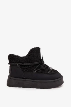 Damskie Big Star Shoes Śniegowce Damskie Na Platformie Z Futerkiem Typu Baranek Big Star SS274109 Czarne