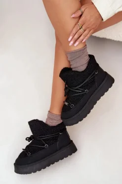 Damskie Big Star Shoes Śniegowce Damskie Na Platformie Z Futerkiem Typu Baranek Big Star SS274109 Czarne