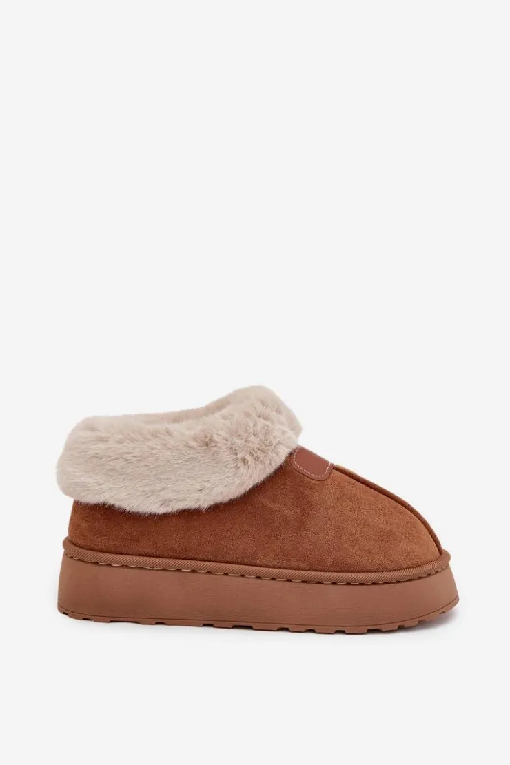 Damskie Boto Śniegowce Damskie Na Platformie Z Futerkiem Camel Calyra