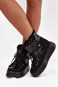 Online Lee Cooper Śniegowce Damskie Na Platformie LCJ-25-03-3814 Czarne Czarny