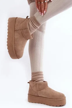 Sale Boto Śniegowce Damskie Na Platformie Beżowe Mennja