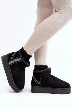 Boto Śniegowce Damskie*Śniegowce Damskie Na Platformie Ocieplane Czarne Lomessa