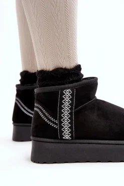 Boto Śniegowce Damskie*Śniegowce Damskie Na Platformie Ocieplane Czarne Lomessa