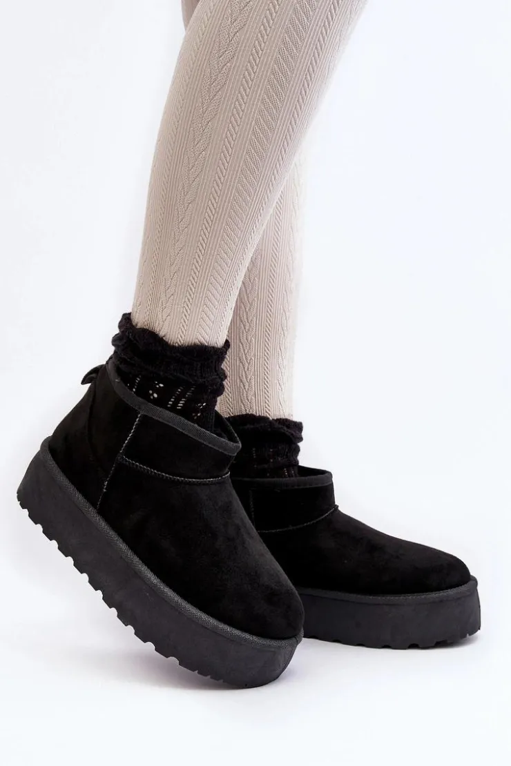 Discount Boto Śniegowce Damskie Na Platformie Czarne Mennja