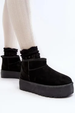 Discount Boto Śniegowce Damskie Na Platformie Czarne Mennja