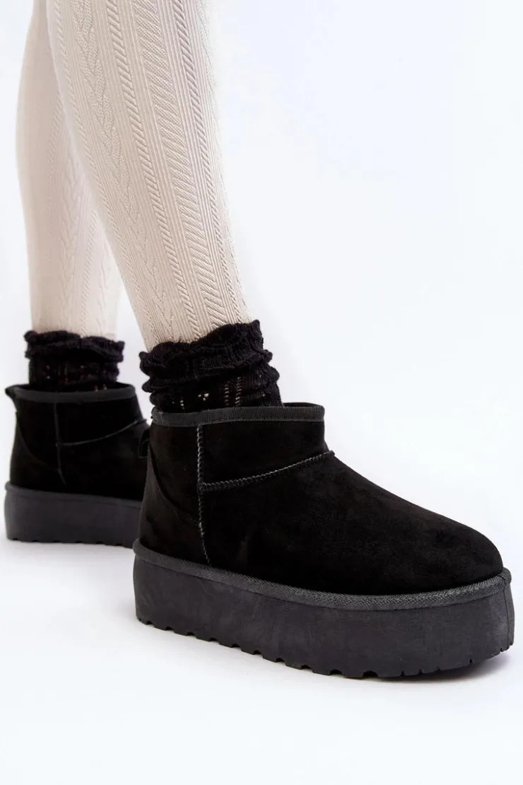 Discount Boto Śniegowce Damskie Na Platformie Czarne Mennja