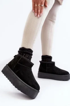 Discount Boto Śniegowce Damskie Na Platformie Czarne Mennja