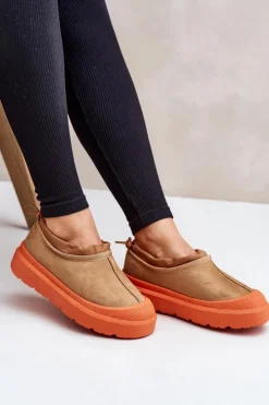 Damskie Boto Śniegowce Damskie Na Platformie Z Niską Cholewką Camel Izamine