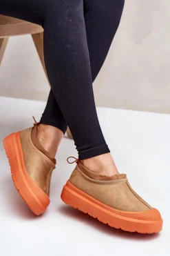 Damskie Boto Śniegowce Damskie Na Platformie Z Niską Cholewką Camel Izamine