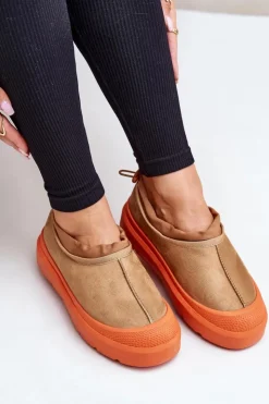 Damskie Boto Śniegowce Damskie Na Platformie Z Niską Cholewką Camel Izamine