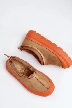 Damskie Boto Śniegowce Damskie Na Platformie Z Niską Cholewką Camel Izamine