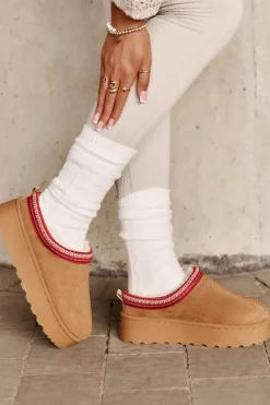 New Boto Śniegowce Damskie Na Platformie Ocieplane Futerkiem Camel Remenia