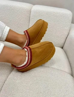 New Boto Śniegowce Damskie Na Platformie Ocieplane Futerkiem Camel Remenia