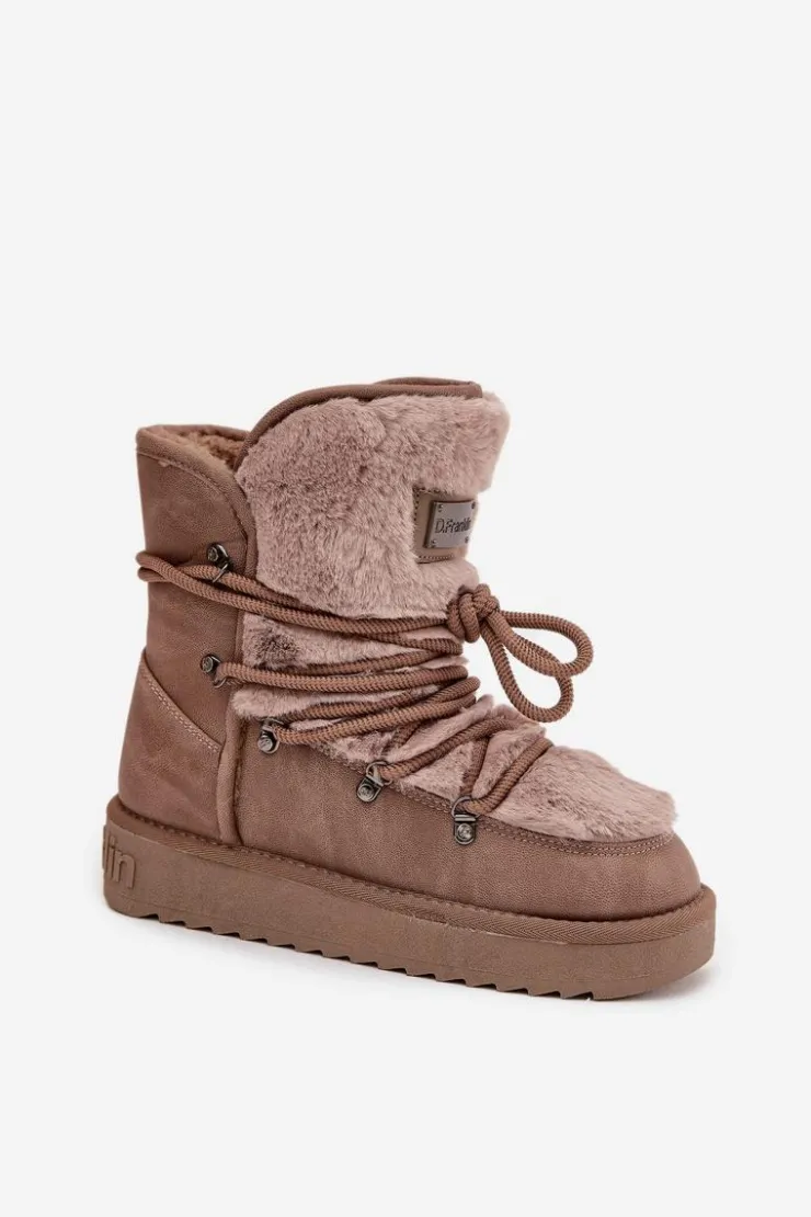 D.Franklin Śniegowce Damskie*Śniegowce Damskie Na Platformie Z Futerkiem DFSH37022 Beżowe