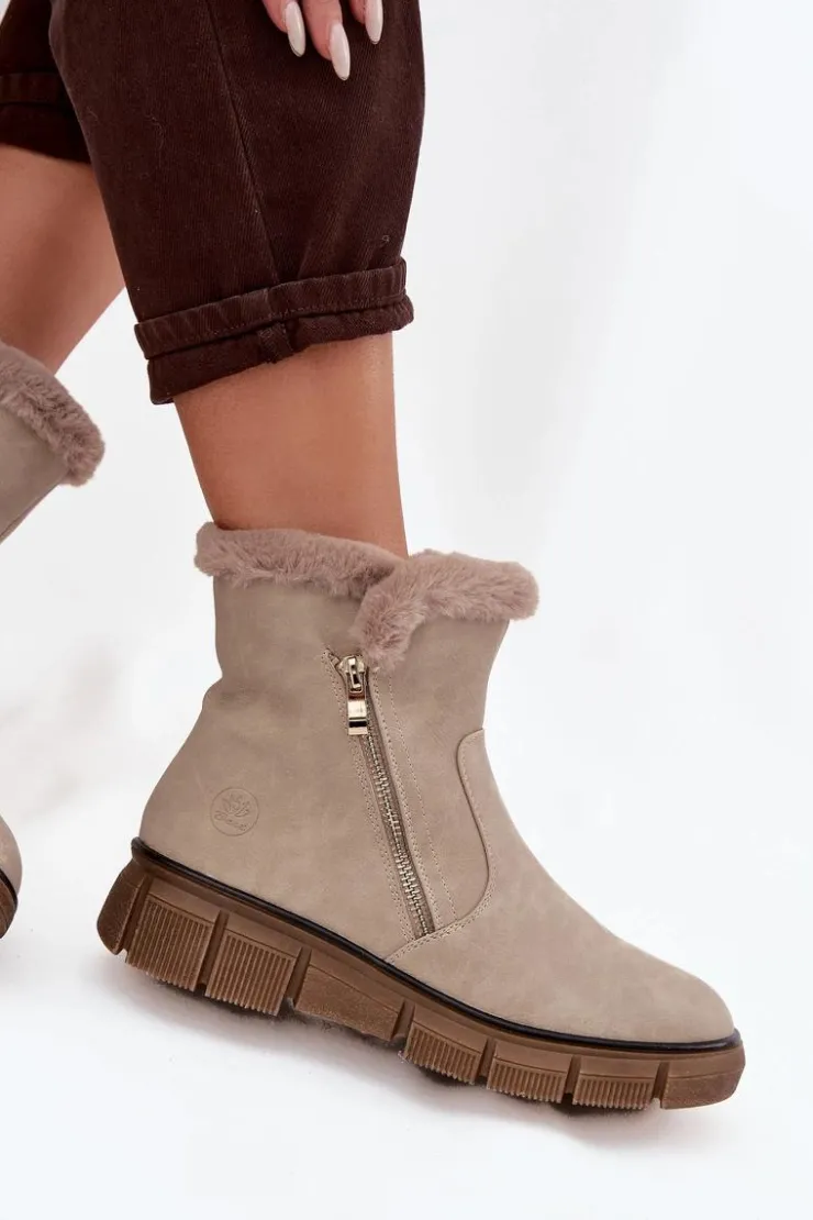 Damskie Evento Śniegowce Damskie Na Platformie Z Futerkiem Beżowe Briselle