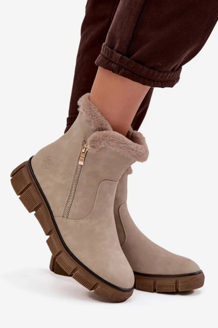 Damskie Evento Śniegowce Damskie Na Platformie Z Futerkiem Beżowe Briselle