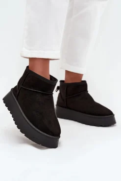 Damskie Boto Śniegowce Damskie Na Platformie Czarne Celyra