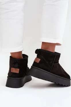 Damskie Boto Śniegowce Damskie Na Platformie Czarne Celyra