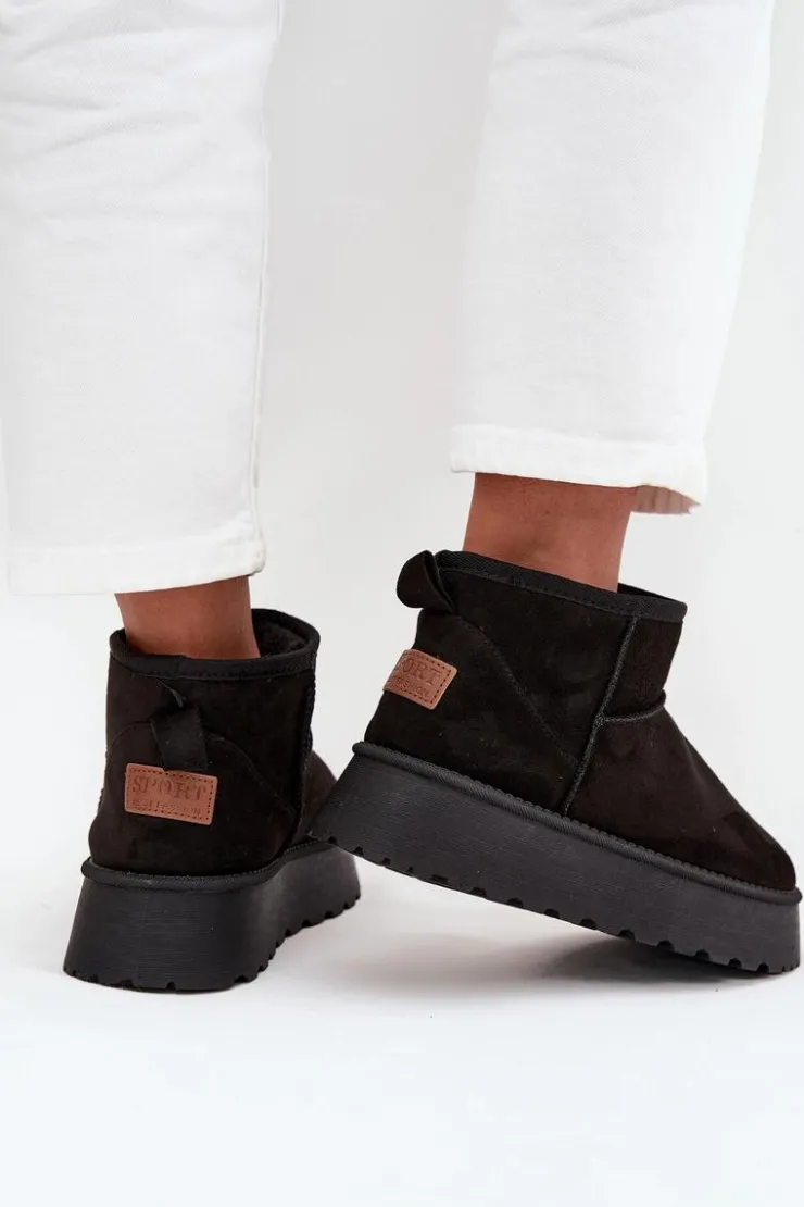 Damskie Boto Śniegowce Damskie Na Platformie Czarne Celyra