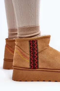 Boto Śniegowce Damskie*Śniegowce Damskie Na Platformie Ocieplane Camel Lomessa