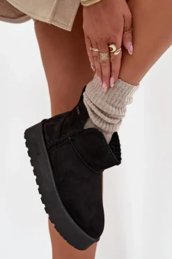 Big Star Shoes Śniegowce Damskie*Śniegowce Damskie Na Platformie Z Przeszyciami Big Star SS274128 Czarne Czarny