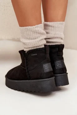 Big Star Shoes Śniegowce Damskie*Śniegowce Damskie Na Platformie Z Przeszyciami Big Star SS274128 Czarne Czarny