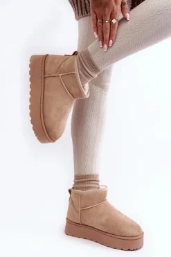 Boto Śniegowce Damskie*Śniegowce Damskie Na Platformie Ocieplane Futerkiem Beżowe Xamella