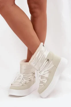 Damskie Lee Cooper Śniegowce Damskie Na Platformie LCJ-25-03-3815 Białe