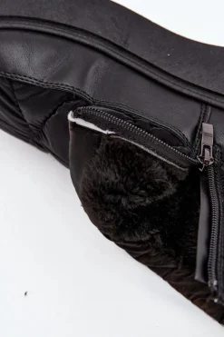 Boto Śniegowce Damskie*Śniegowce Damskie Na Platformie Ocieplane Futerkiem Czarne Tahlira