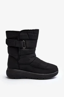 Boto Śniegowce Damskie*Śniegowce Damskie Na Rzep Ocieplane Czarne Jawora