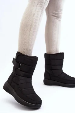 Boto Śniegowce Damskie*Śniegowce Damskie Na Rzep Ocieplane Czarne Jawora