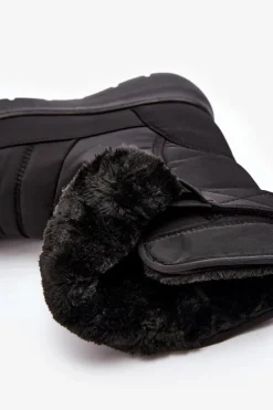 Boto Śniegowce Damskie*Śniegowce Damskie Na Rzep Ocieplane Czarne Jawora