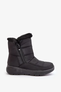 Boto Śniegowce Damskie*Śniegowce Damskie Na Suwak Z Futerkiem Czarne Dritane