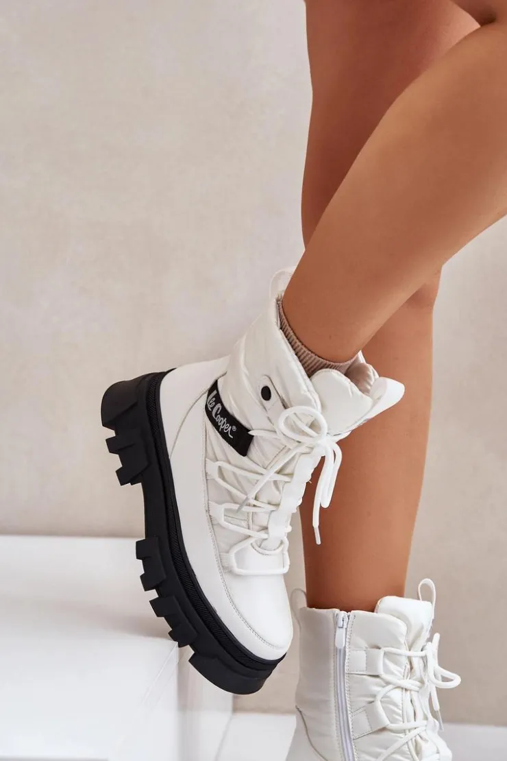 Online Lee Cooper Śniegowce Damskie Na Zamek LCJ-24-47-3142 Białe