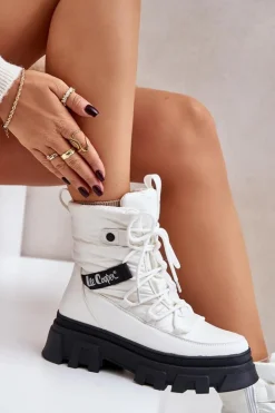 Online Lee Cooper Śniegowce Damskie Na Zamek LCJ-24-47-3142 Białe