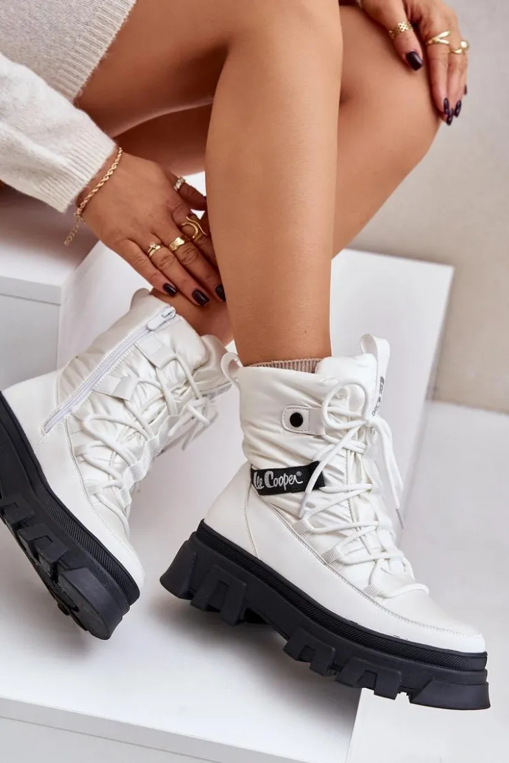 Online Lee Cooper Śniegowce Damskie Na Zamek LCJ-24-47-3142 Białe