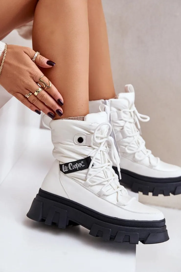 Online Lee Cooper Śniegowce Damskie Na Zamek LCJ-24-47-3142 Białe
