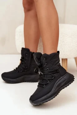 Hot Big Star Shoes Śniegowce Damskie Na Zamek Big Star SS274059 Czarne Czarny