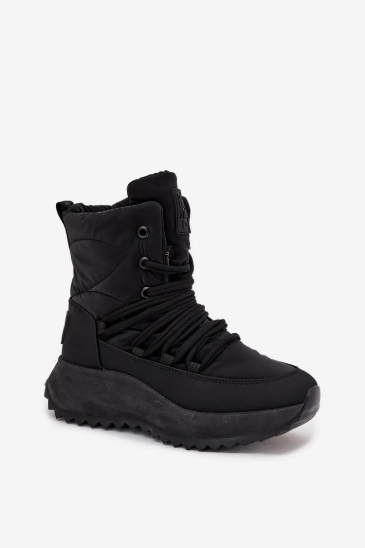 Hot Big Star Shoes Śniegowce Damskie Na Zamek Big Star SS274059 Czarne Czarny