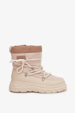 Lee Cooper Śniegowce Damskie Na Zamek LCJ-25-44-3931 Beżowe Beżowy