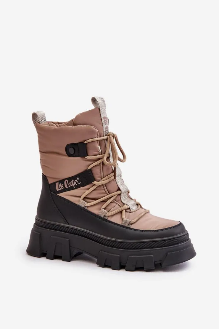 Damskie Lee Cooper Śniegowce Damskie Na Zamek LCJ-24-47-3143 Beżowe