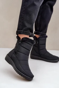 Damskie Evento Śniegowce Damskie Na Zamek Z Futerkiem Czarne Fiorittia