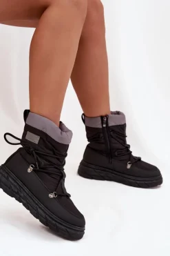 Lee Cooper Śniegowce Damskie*Śniegowce Damskie Na Zamek LCJ-25-44-3930 Czarne Czarny