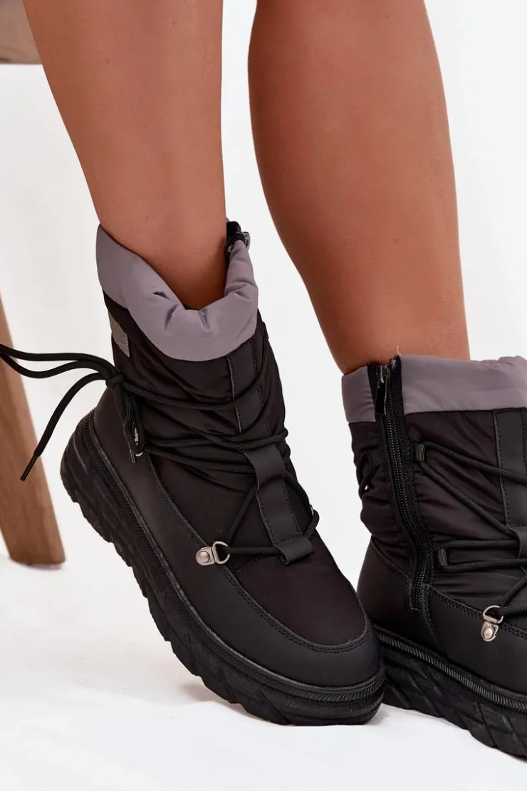 Lee Cooper Śniegowce Damskie*Śniegowce Damskie Na Zamek LCJ-25-44-3930 Czarne Czarny